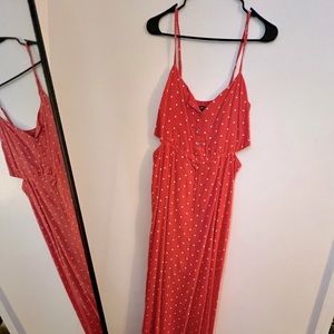 Abercrombie & Fitch pink polka-dot maxi dress.